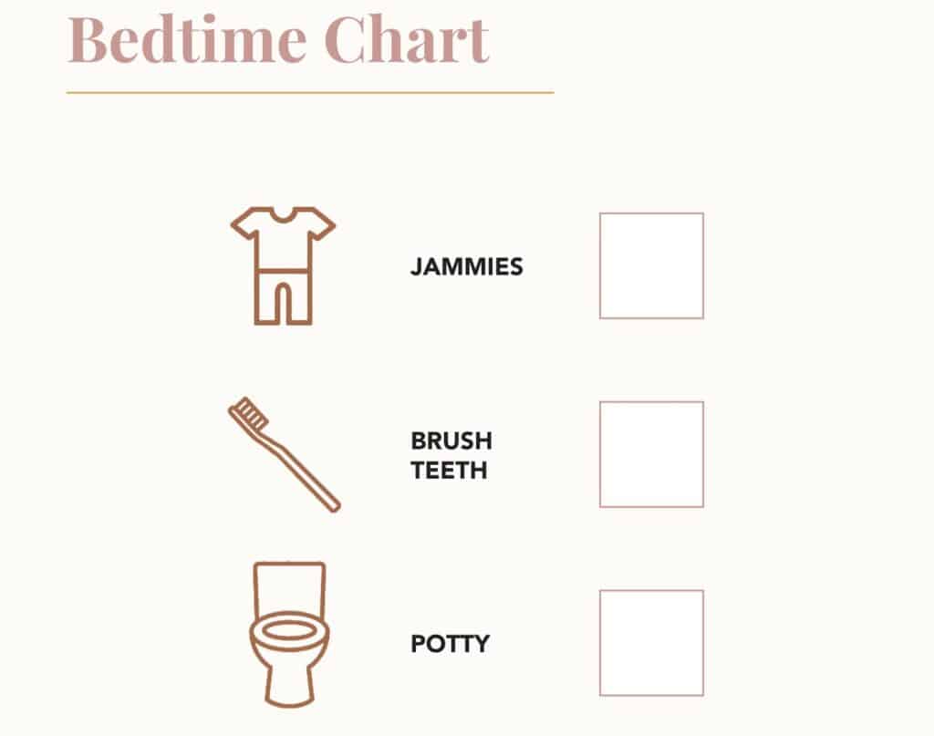 A snippet of a PDF chart from a Big Little Feelings Course that reads "bedtime chart"