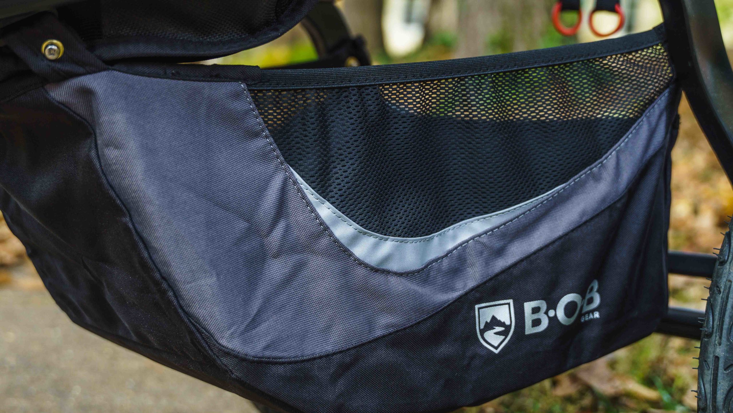 The storage basket on the BOB stroller