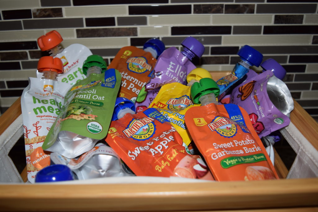 An assortment of healthy, convenient baby/toddler food packets