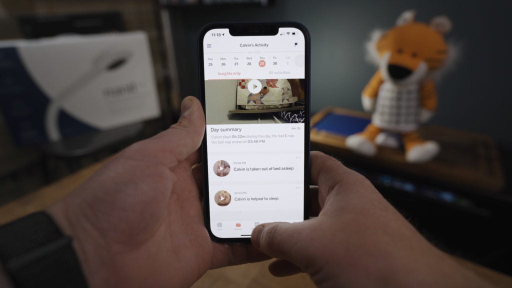 The activity feed in the Nanit Pro app
