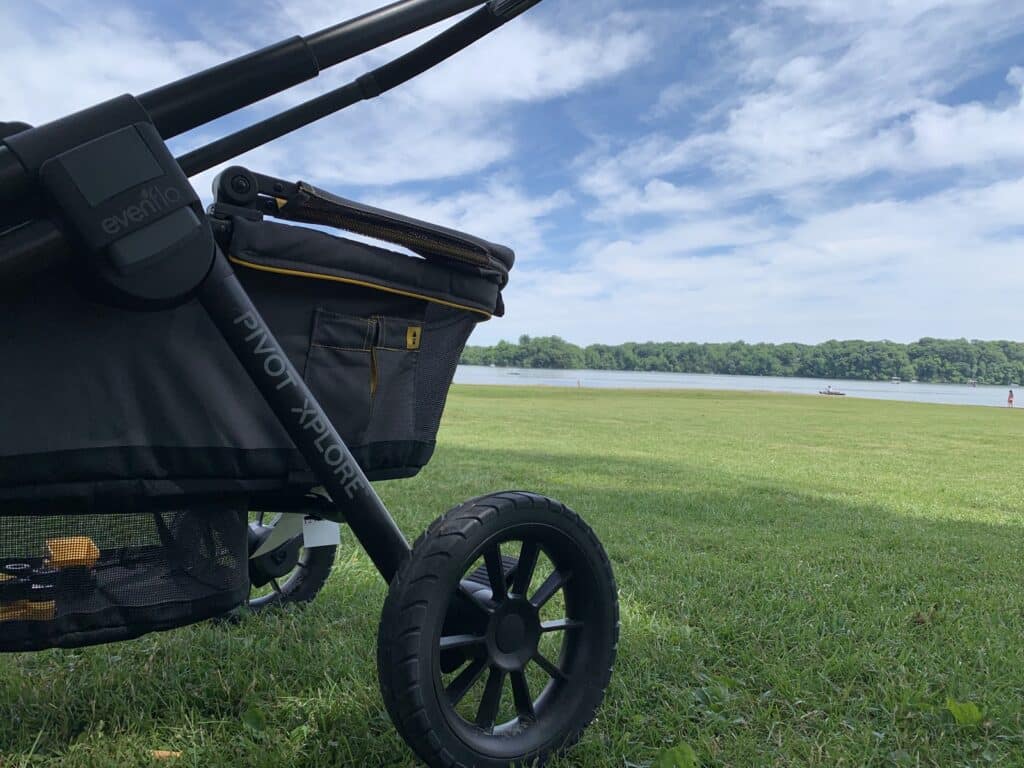 Evenflo wagon in a field