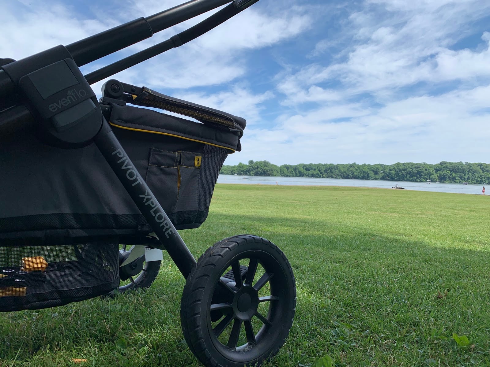 Evenflo wagon in a field